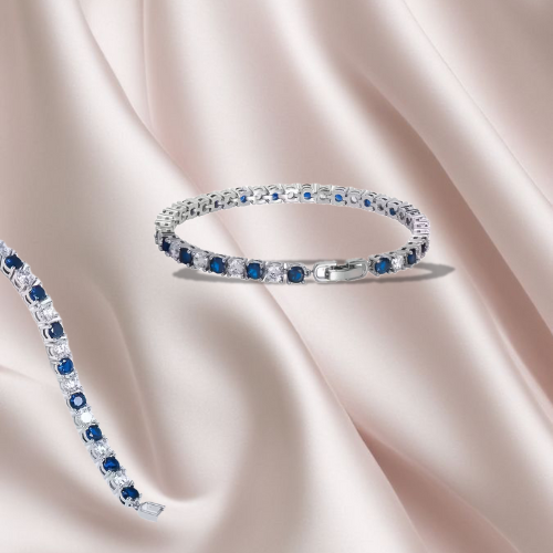 Bracelet Tennis Argento e Blu