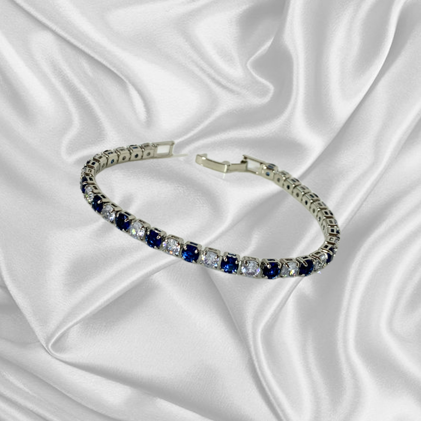Bracelet Tennis Argento e Blu