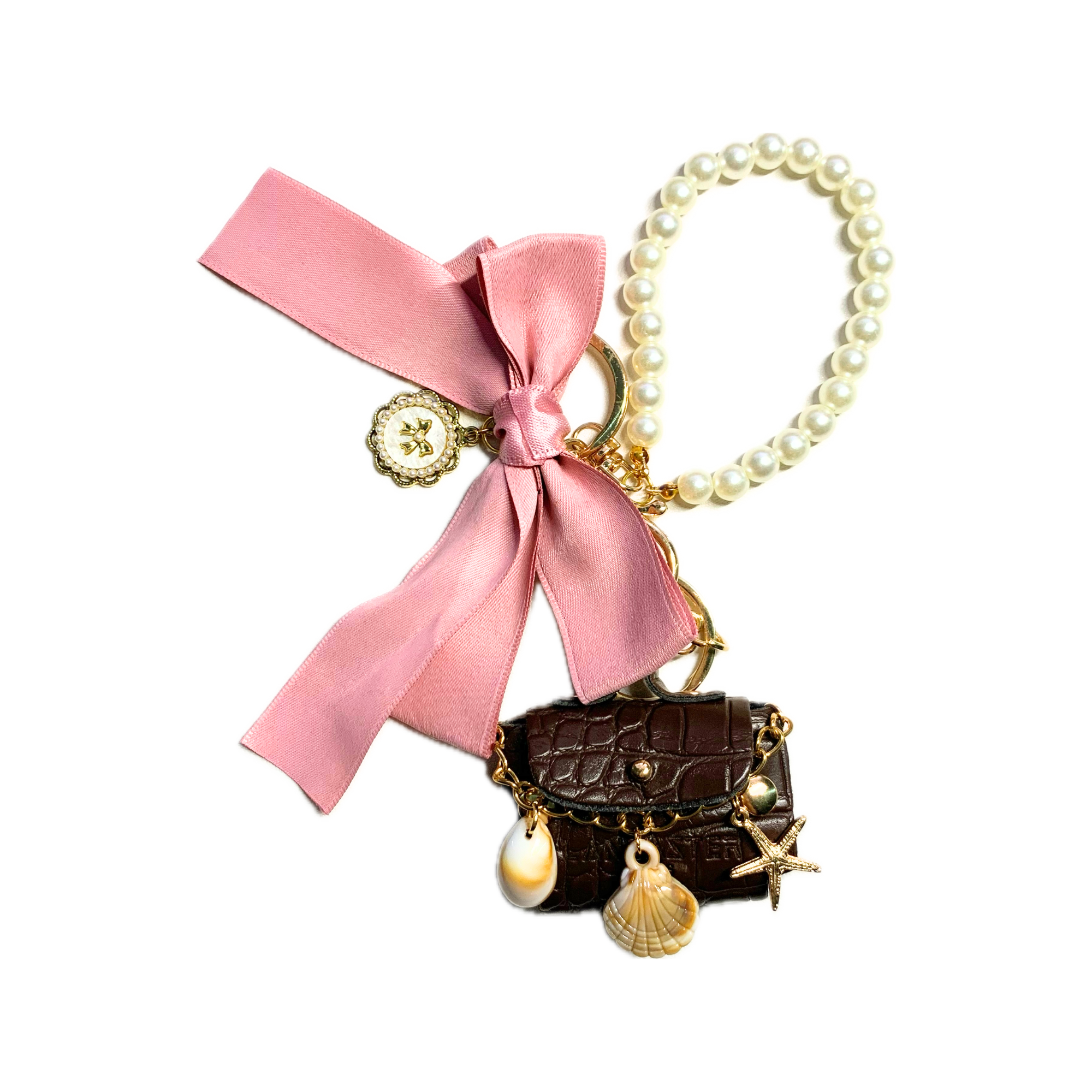 BORSETTA MARRONE IN PELLE E ROSA