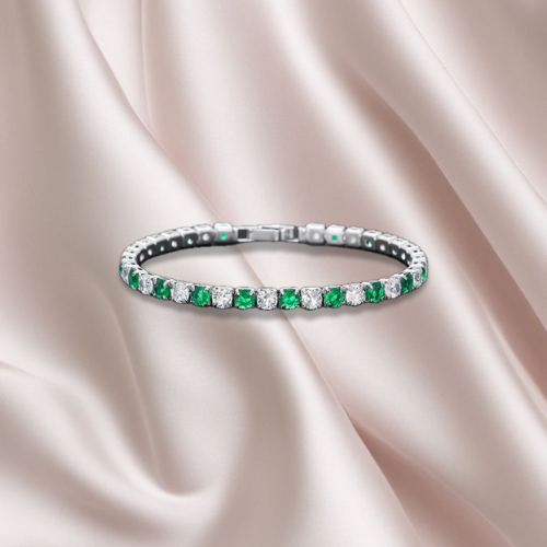 Bracciale Tennis Argento e Verde