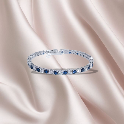 Bracelet Tennis Argento e Blu