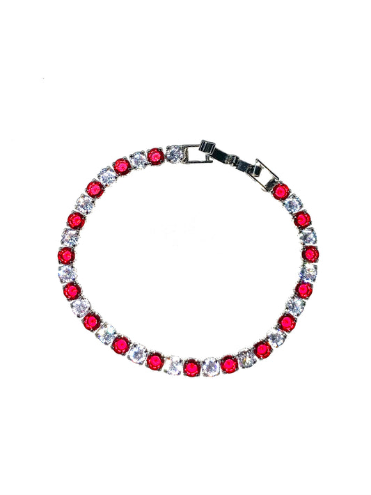 Braccialetto Tennis Argento e Rosso