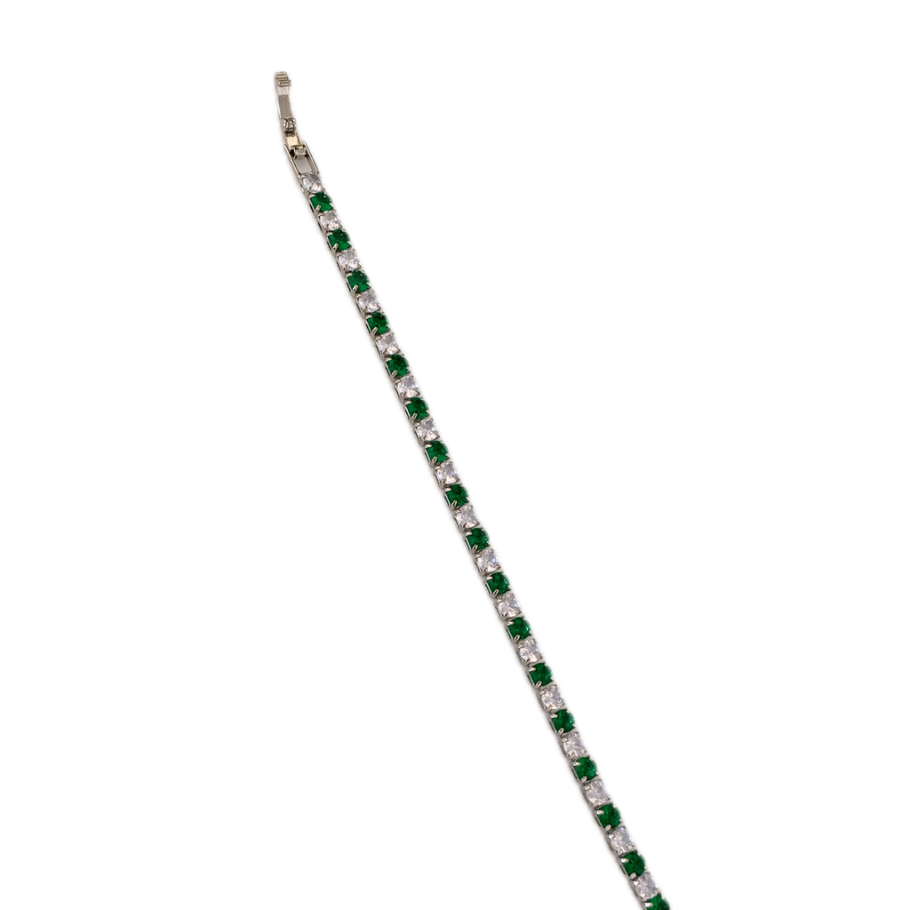 Bracciale Tennis Argento e Verde