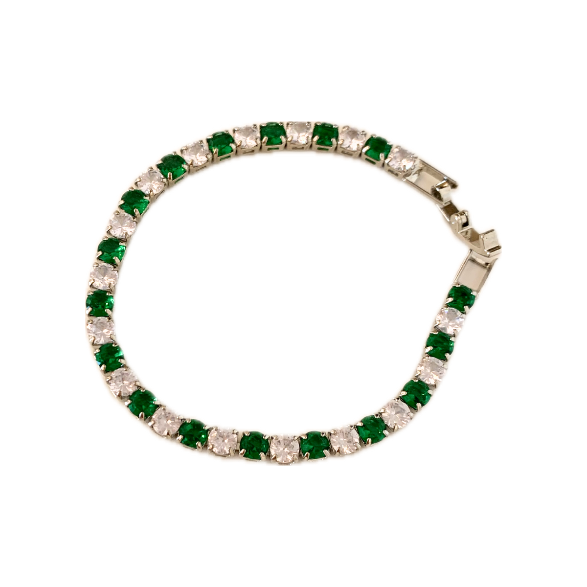 Bracciale Tennis Argento e Verde