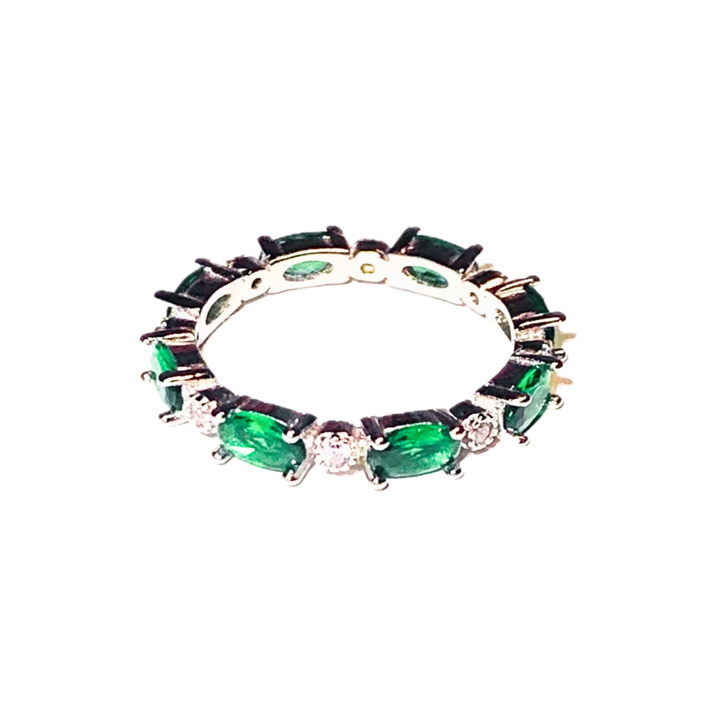 Anello Tennis Verde e Argento