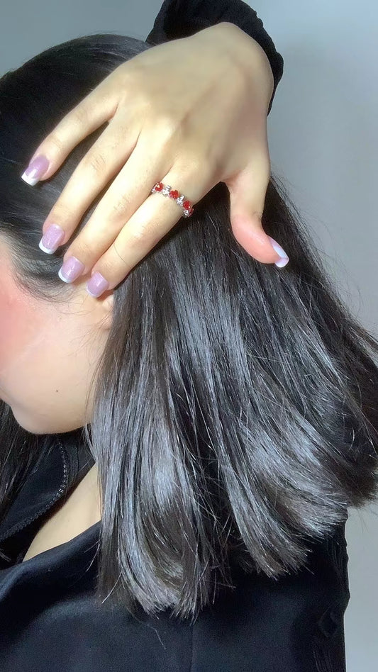 Anello Rosso Croci e Cuori