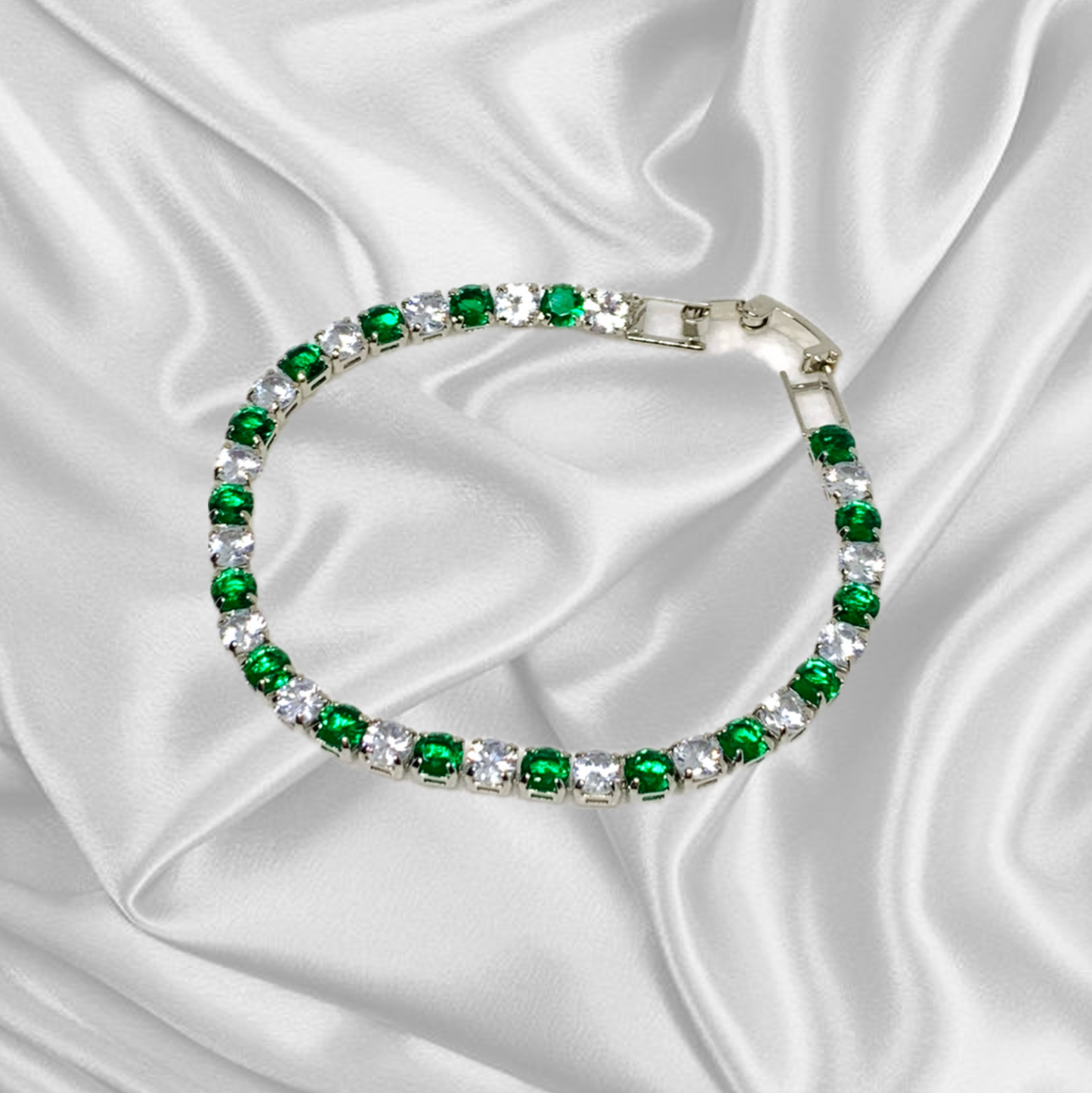 Bracciale Tennis Argento e Verde