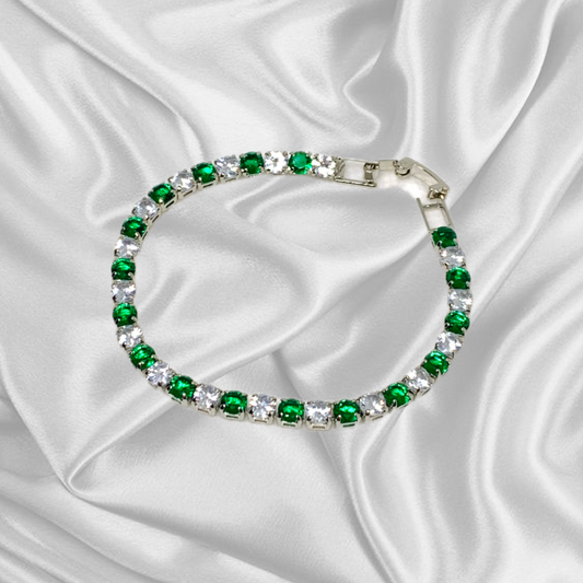 Bracciale Tennis Argento e Verde