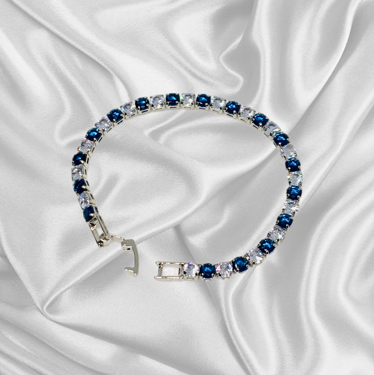 Bracelet Tennis Argento e Blu