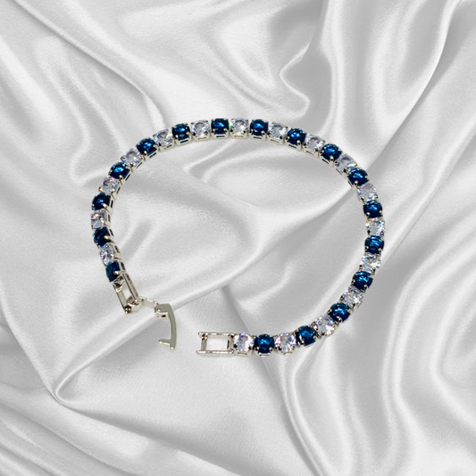 Bracelet Tennis Argento e Blu